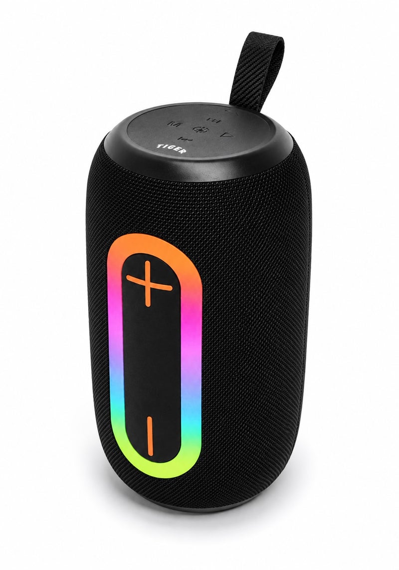 تايجر سبيكر بلوتوث T-158 مع إضاءة RGB وصوت ستيريو، وقت تشغيل يصل الى 3 ساعات، تصميم محمول مثالي للرحلات والمناسبات - Image 1