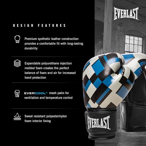 Everlast Spark Boxing Training Gloves (12 oz | Blue Grid) - Image 4