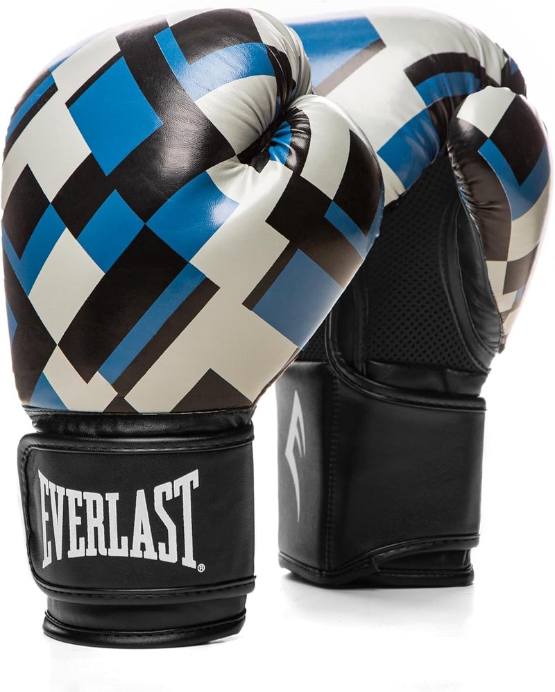 Everlast Spark Boxing Training Gloves (12 oz | Blue Grid) - Image 1