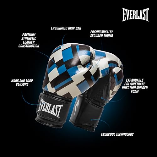 Everlast Spark Boxing Training Gloves (12 oz | Blue Grid) - Image 5