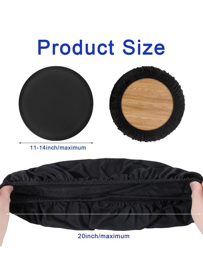 2PCS Round Bar Stool Covers, Elastic Washable Seat Slipcover 11-14 Inch - Image 2