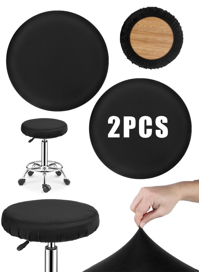 2PCS Round Bar Stool Covers, Elastic Washable Seat Slipcover 11-14 Inch - Image 1