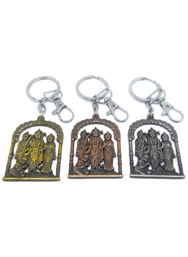 Aura Set Of 2 Lord Ram Lakshman Sita Hanuman Ram Darbar Double Sided Metal Keychain For Men Women Girls Boys Friends Bike Car House Office Keys Multicolor - Image 1