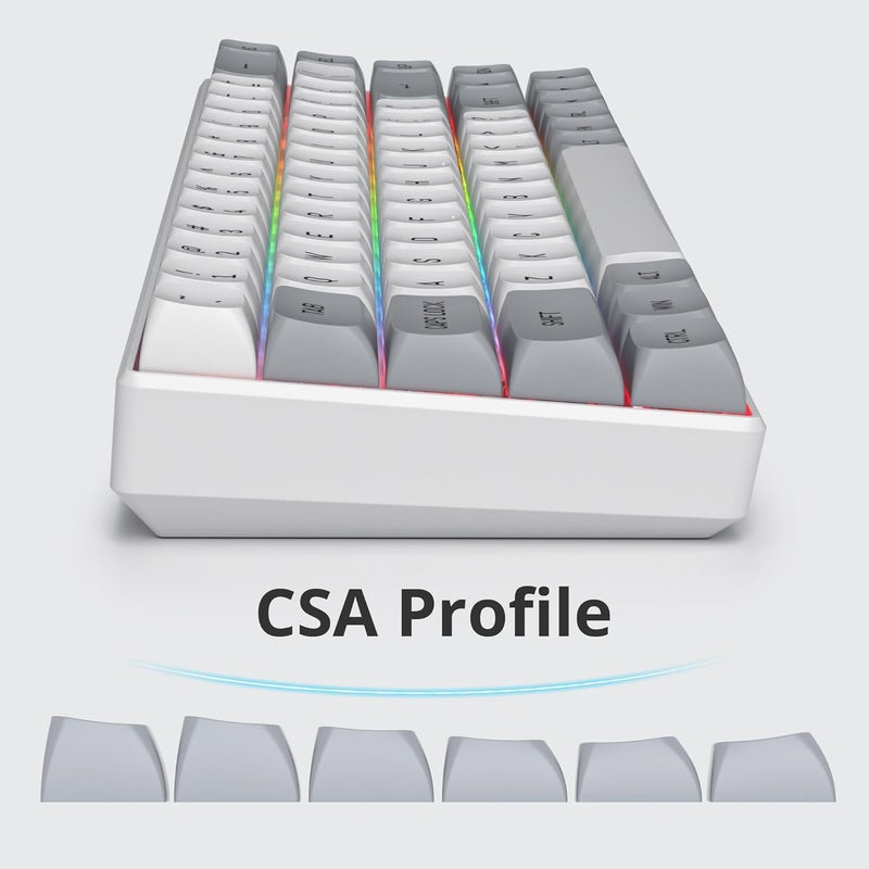surmen CSA Profile 118 Keys Double-Shot PBT Keycap Custome Keycaps for 61/68/84/87 Mechanical Gaming Keyboard (Grey) - Image 5