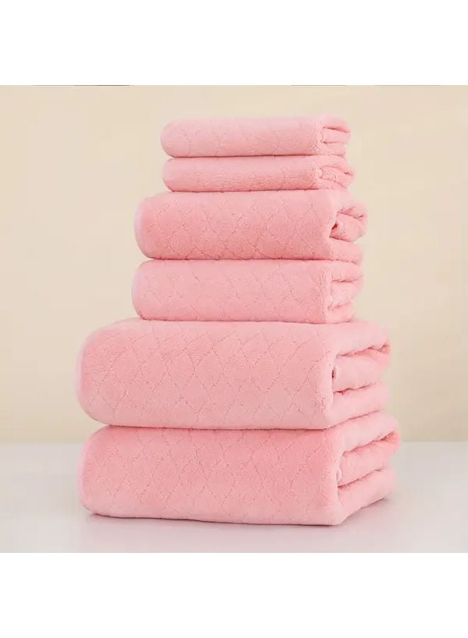 Pink Bath Towels Set 6pcs 2 XL Towels 2 Hand Towels 2 Washcloths Quick Dry Absorbent - Image 1
