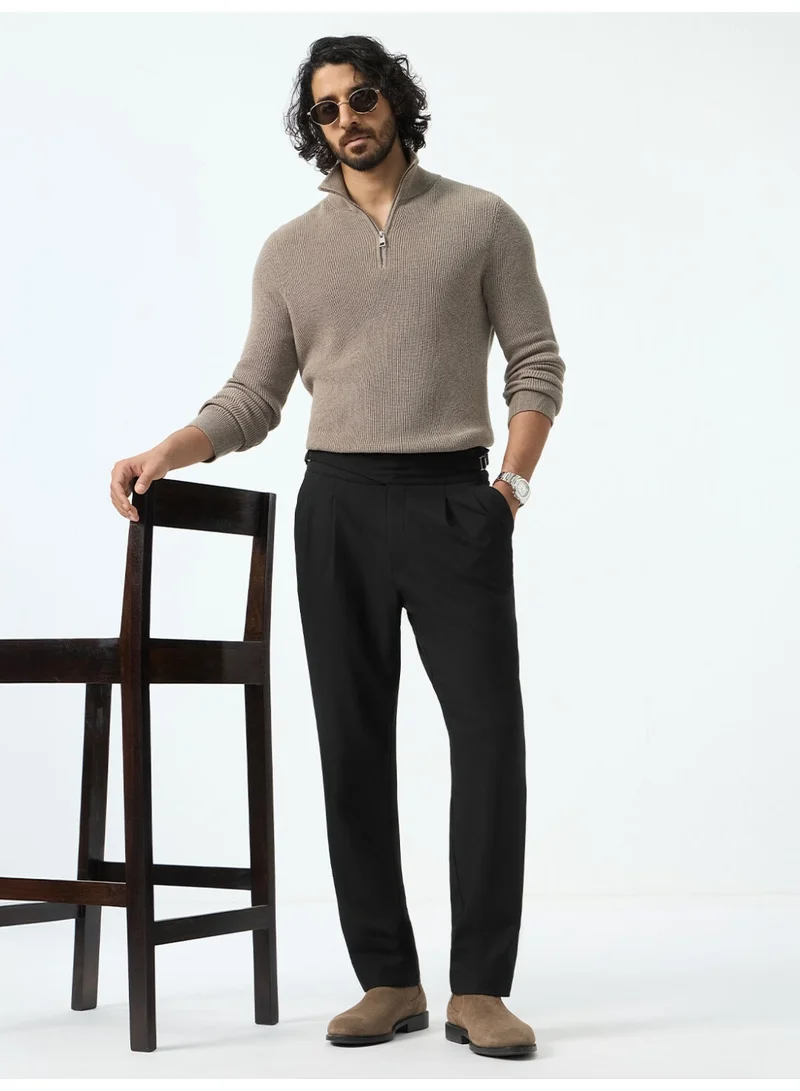 The Souled Store  The Souled Store Men Jet Black Solid Slim Fit Gurkha Pants for Men | Best Price UAE