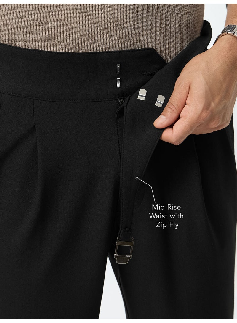 The Souled Store Men Jet Black Solid Slim Fit Gurkha Pants - Image 5