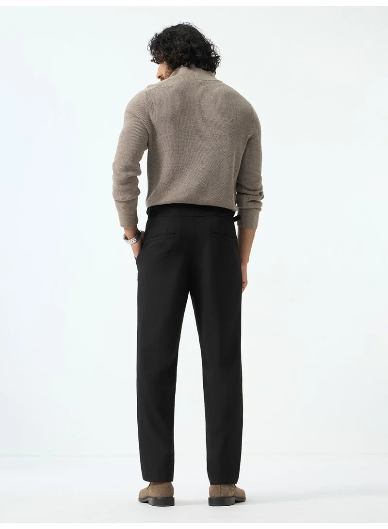 The Souled Store  The Souled Store Men Jet Black Solid Slim Fit Gurkha Pants for Men | Best Price UAE