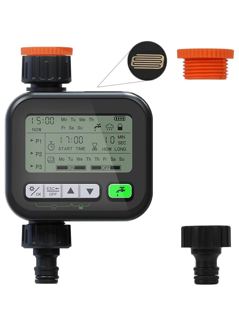 عام مؤقت مياه لخرطوم الحديقة - مؤقت رش مع مستشعر المطر / تحكم برمجي لمدة 7 أيام في ري الري / مثالي لنظام تحكم في الري التلقائي / سقي العشب / ري العطلات - Image 1