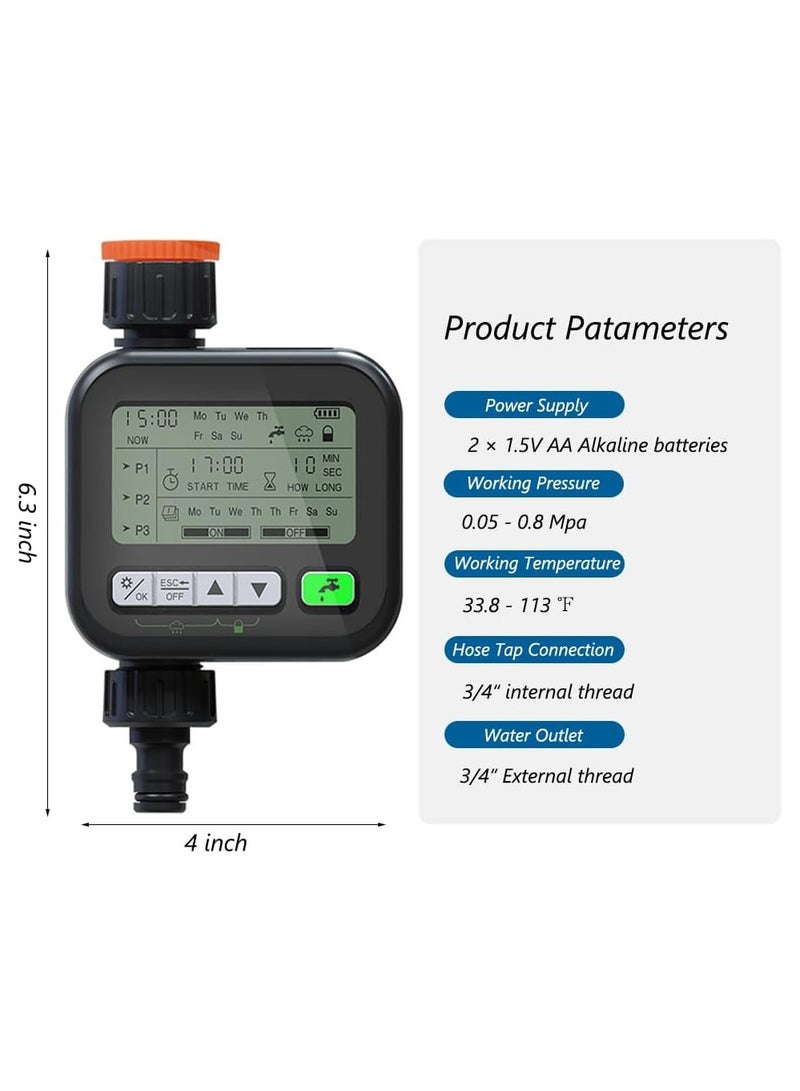 عام مؤقت مياه لخرطوم الحديقة - مؤقت رش مع مستشعر المطر / تحكم برمجي لمدة 7 أيام في ري الري / مثالي لنظام تحكم في الري التلقائي / سقي العشب / ري العطلات - Image 4