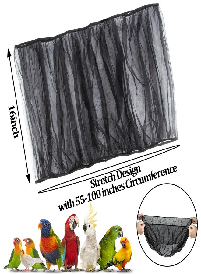 RAINFLOW Bird Cage Cover - 2 Pcs Bird Cage Seed Catcher Bird Net Bird Cage Skirt Nylon Nesh Bird Cage Net for Round Square Canary Parakeet Cockatiel Pigeon Budgie Quail Large Tall Big Bird Cage - Image 2