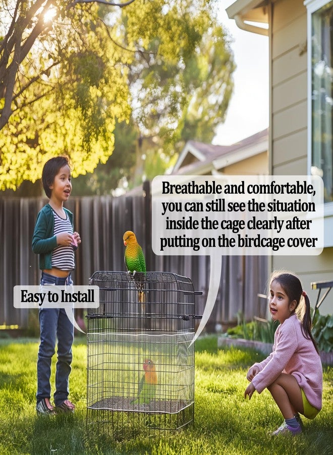 RAINFLOW Bird Cage Cover - 2 Pcs Bird Cage Seed Catcher Bird Net Bird Cage Skirt Nylon Nesh Bird Cage Net for Round Square Canary Parakeet Cockatiel Pigeon Budgie Quail Large Tall Big Bird Cage - Image 5