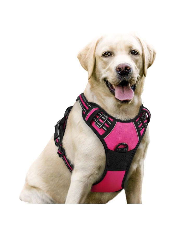 Rabbitgoo Dog Harness No Pull with 2 Leash Clips, Adjustable Soft Padded, Reflective Oxford No Choke Pet Vest with Easy Control Handle for Large Dogs, Hot Pink, L - Image 1