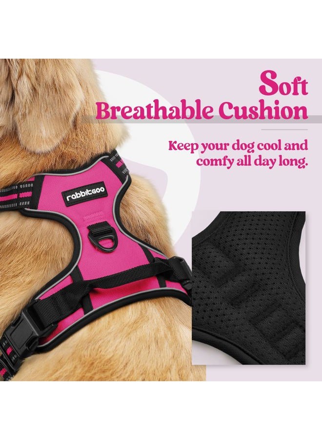 Rabbitgoo Dog Harness No Pull with 2 Leash Clips, Adjustable Soft Padded, Reflective Oxford No Choke Pet Vest with Easy Control Handle for Large Dogs, Hot Pink, L - Image 3