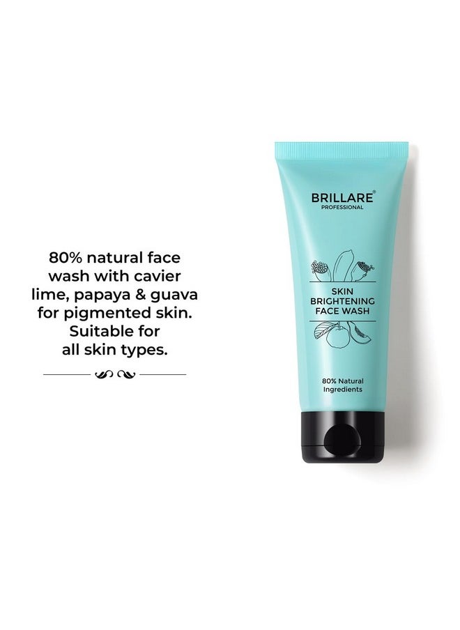BRILLARE - Professional Skin Brightening/Lightening Face Wash, Enriched With Lime Cavier, Papaya & Multifruit Extract, For Pigmented, Tanned Skin & Dark Spots, 100 Ml - Image 1