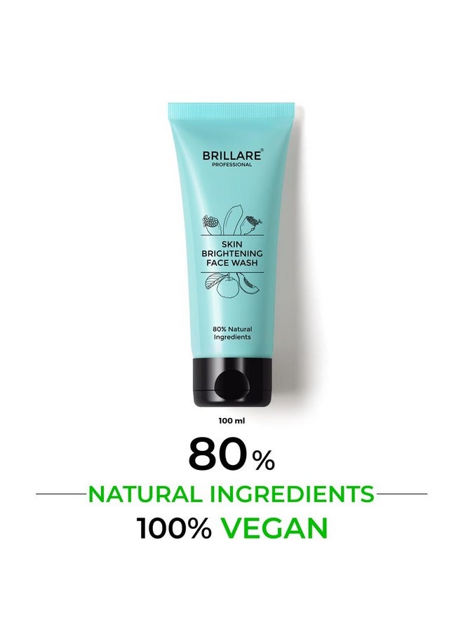 BRILLARE - Professional Skin Brightening/Lightening Face Wash, Enriched With Lime Cavier, Papaya & Multifruit Extract, For Pigmented, Tanned Skin & Dark Spots, 100 Ml - Image 1