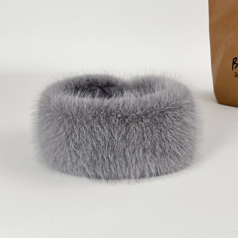 Dikoaina Womens Faux Fur Headband Winter Earwarmer Earmuff Ski - Image 2