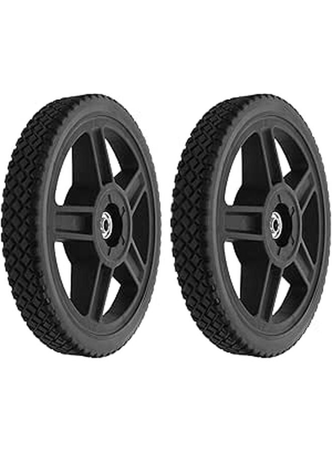 12 Inch Lawn Mower Wheel Replacement Kit with PVC Tires and PP Hubs 2pcs with Bolts - Image 1