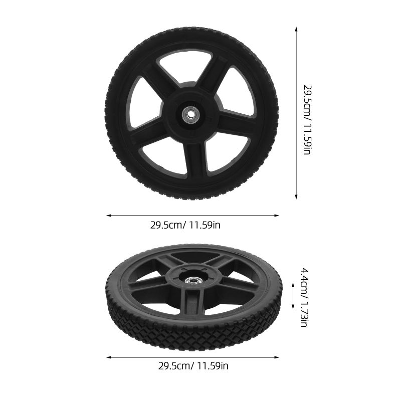 12 Inch Lawn Mower Wheel Replacement Kit with PVC Tires and PP Hubs 2pcs with Bolts - Image 3