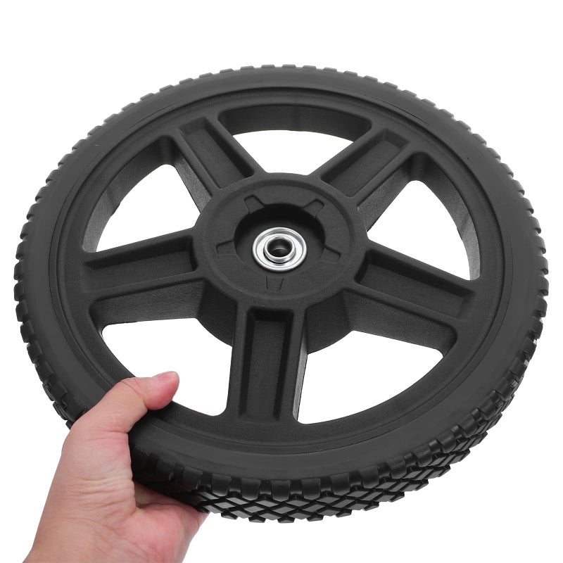 12 Inch Lawn Mower Wheel Replacement Kit with PVC Tires and PP Hubs 2pcs with Bolts - Image 5