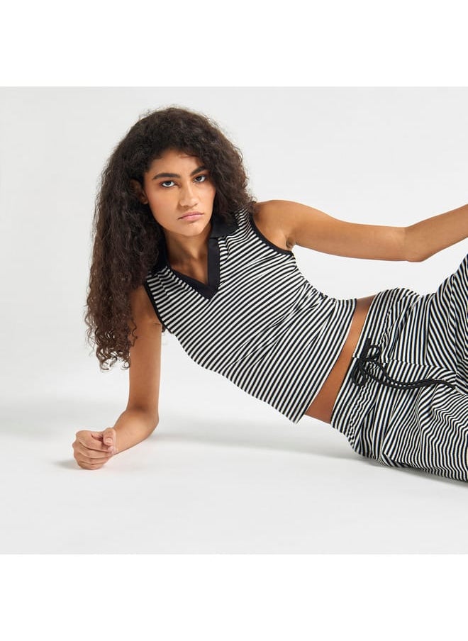 FAV Striped Sleeveless Top with Collar  - Image 1