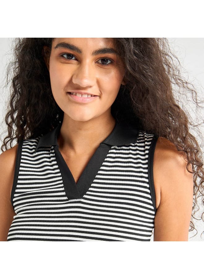 FAV Striped Sleeveless Top with Collar  - Image 4