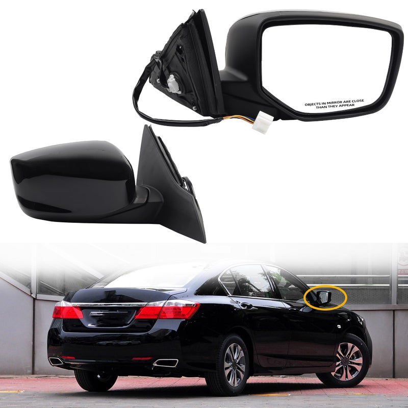 Dasbecan Passenger Side Mirror Compatible with 20132017 Honda Accord With Power Glass Replaces 76208T2FA11 HO1321272 Outer Right Rearview Mirror Black Color 3Pins