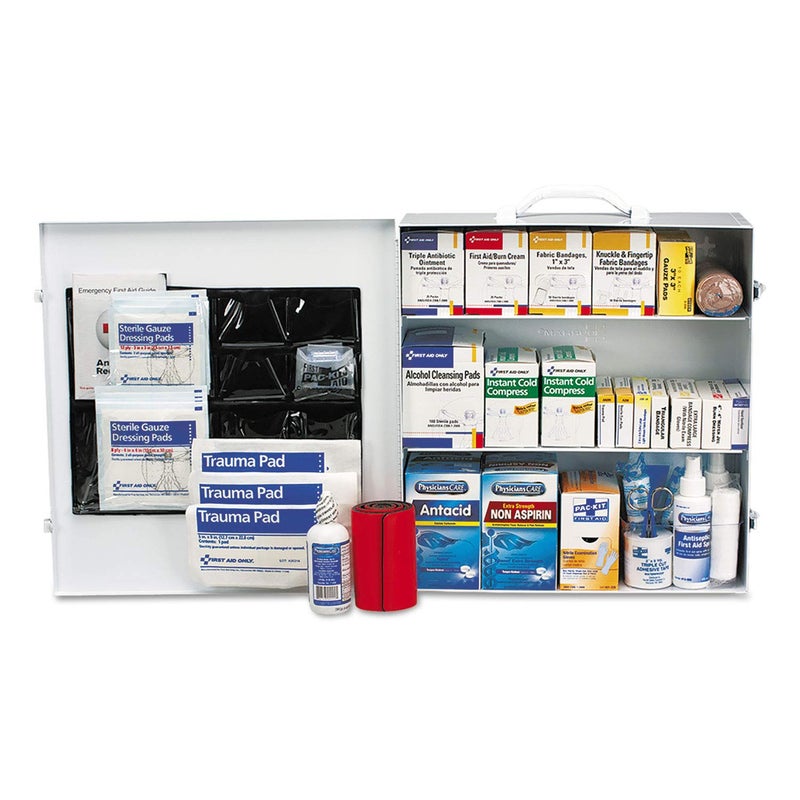 First Aid Only مجموعة الإسعافات الأولية فقط 90575 3 رفوف متوافقة مع ANSI و OSHA مجموعة الإسعافات الأولية للطوارئ لـ 100-150 شخص لمواقع العمل ومكتب الإسعافات الأولية خزانة معدنية مع الأدوية 675 قطعة - Image 5