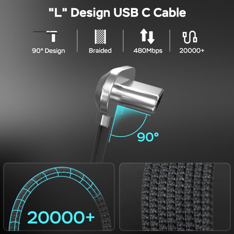 Phizli Short USB C Cable 1FT, USB C to USB C Cable, Type C 60W 1 Foot Fast Charging Cable for iPhone 16/15 Series, MacBook Pro, Samsung Galaxy S23 S22 S21 and More (USB 2.0, Black) - Image 2