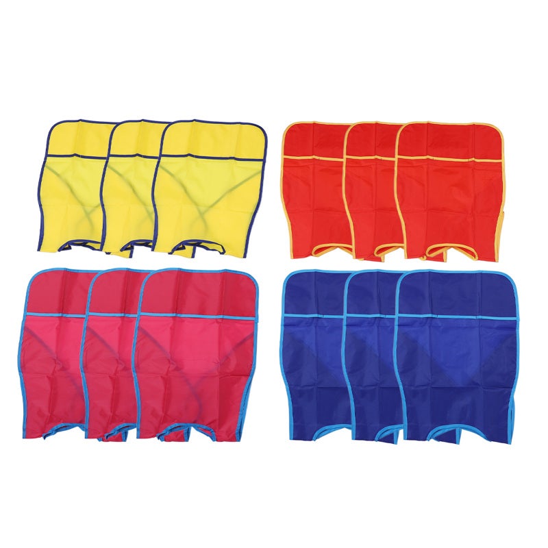 Kids Art Smocks 12-Piece Waterproof Fabric - 3 Spacious Pockets Hook Loop Fastener Sleeveless Painting Smock for Kids Art Crafts Classroom Home Daycare Parties - Image 1