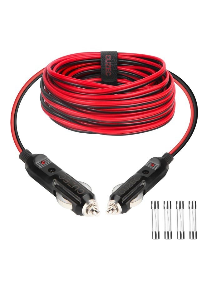 CUZEC Heavy-Duty 15A 13.1ft / 4m 16 AWG Male to Male Cigarette Lighter Plug Charger Cord with LED Indicator and 15A Fuse Protection on Both Plugs (CU10150B) - Image 1