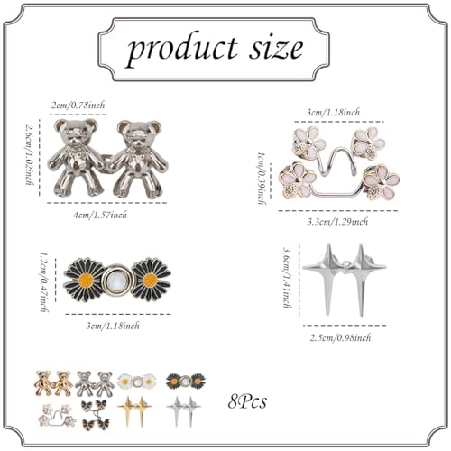 Aeenioy 8 Pairs Jeans Tightening Clips, Button Pins for Loose Jeans, Waist Tightener Clip for Women, Adjustable Jeans Button Pins, Pants and Skirts - Image 2