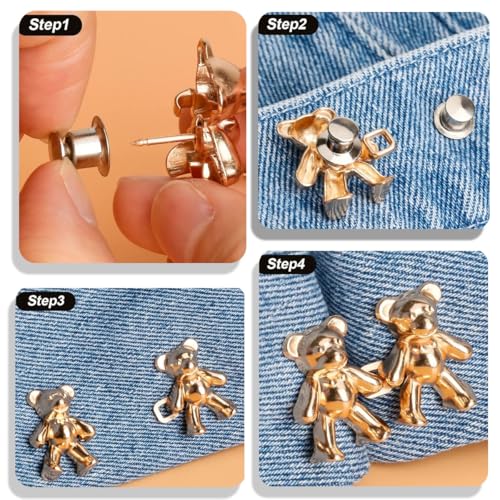 Aeenioy 8 Pairs Jeans Tightening Clips, Button Pins for Loose Jeans, Waist Tightener Clip for Women, Adjustable Jeans Button Pins, Pants and Skirts - Image 4