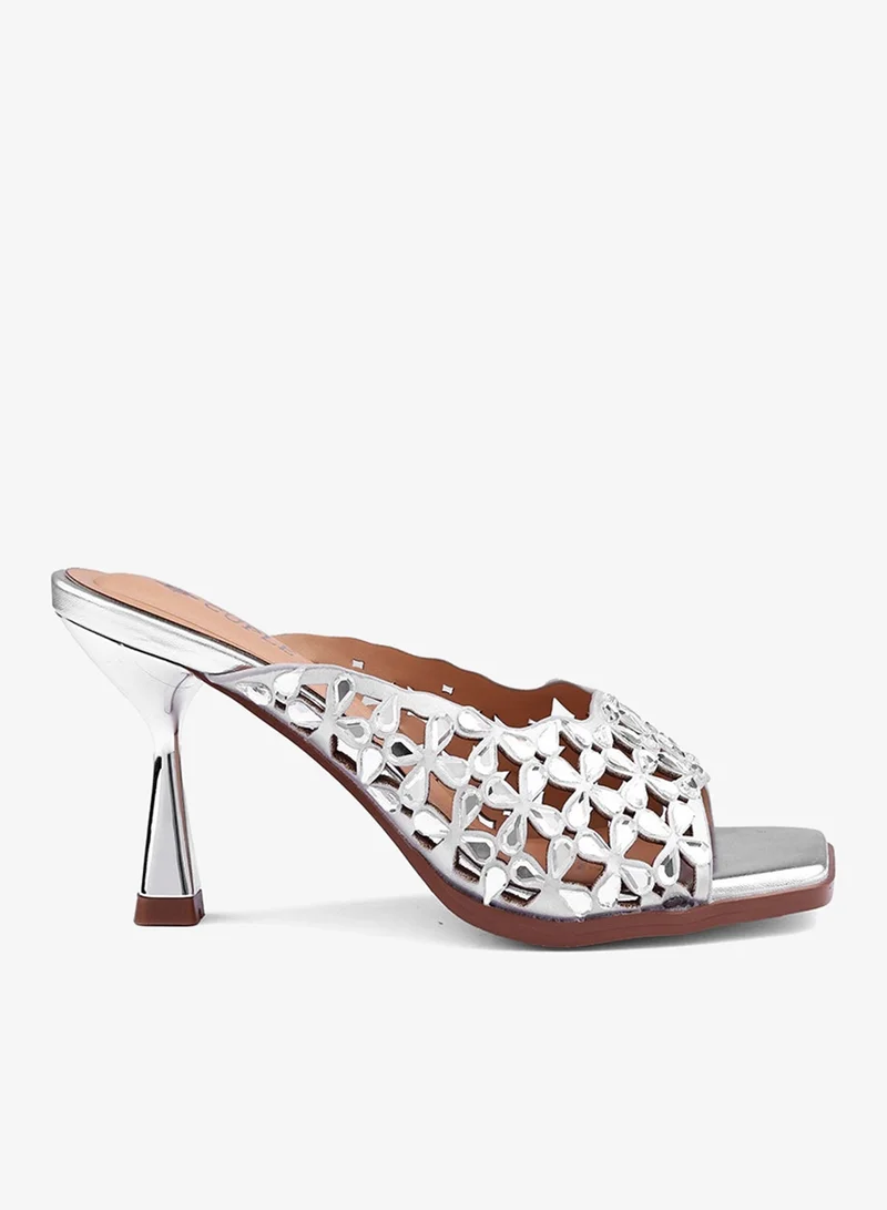 Cuple Womens cut-out floral heeled sandals