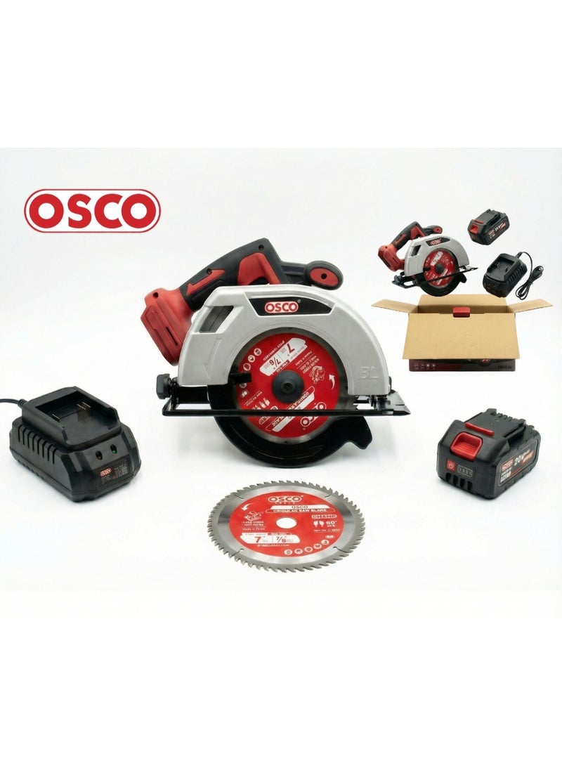 OSCO-TOOLS Osco 20V Cordless Circular Saw with 4Ah Battery – High-Precision Cutting Tool with Adjustable Depth and Angle, Powerful Blade for Wood and Light Metal, Ideal for Workshops and Home Projects - Image 1