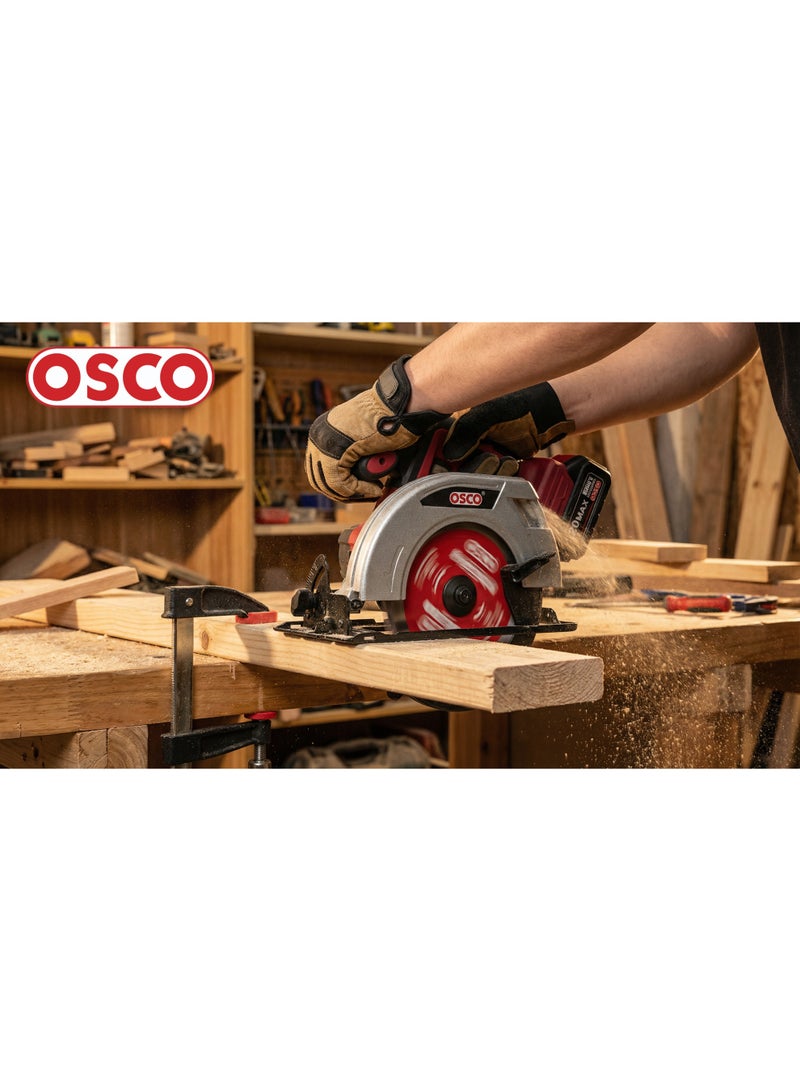 OSCO-TOOLS Osco 20V Cordless Circular Saw with 4Ah Battery – High-Precision Cutting Tool with Adjustable Depth and Angle, Powerful Blade for Wood and Light Metal, Ideal for Workshops and Home Projects - Image 2