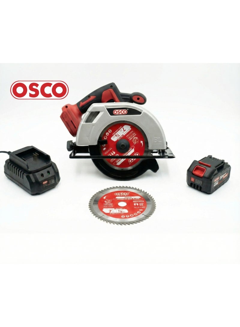 OSCO-TOOLS Osco 20V Cordless Circular Saw with 4Ah Battery – High-Precision Cutting Tool with Adjustable Depth and Angle, Powerful Blade for Wood and Light Metal, Ideal for Workshops and Home Projects - Image 3
