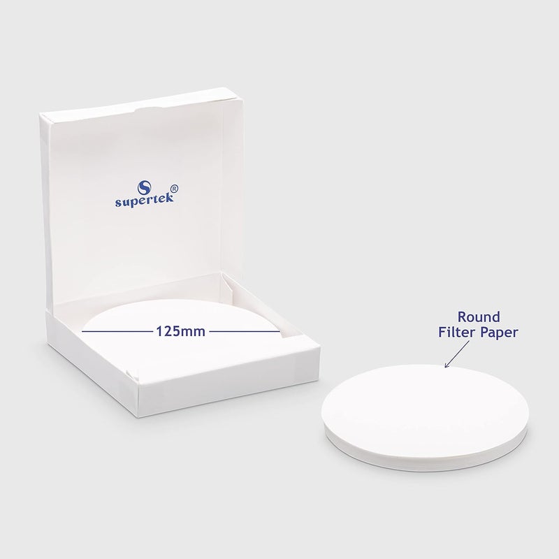 Supertek Grade 40 Ashless 125 mm Filter Paper | Quantitative Round Sheets Pack of 100 | Chemistry Lab Experiments for Schools or Laboratory Activities - Image 2