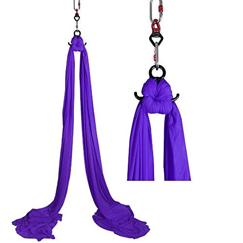 Dasking Aerial Silks Starter Kit - Durable 11Yards of Aerial Yoga Hammock with Hardware, Aerial Swing for Acrobatic Flying Yoga & All Levels (Aerial Rigging Point Up to 14ft) - Image 1