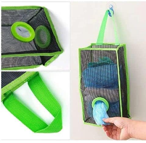 Sawariya Traders Multicolor Plastic Bag Holder Dispenser Set of 2 Hanging Mesh Storage Organizer for Kitchen Grocery Recycling Trash Bags SpaceSaving Design for Home Office Use Durable  - Image 2