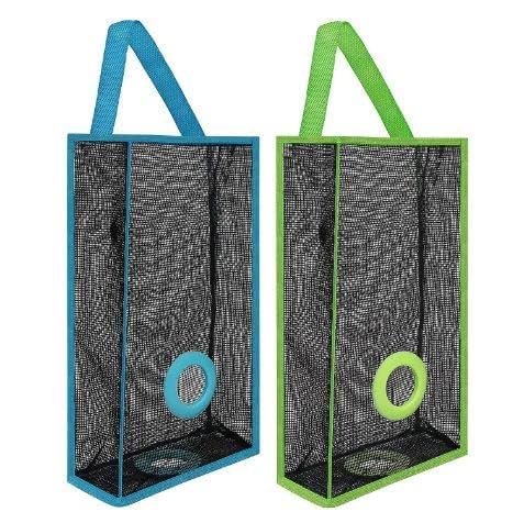 Sawariya Traders Multicolor Plastic Bag Holder Dispenser Set of 2 Hanging Mesh Storage Organizer for Kitchen Grocery Recycling Trash Bags SpaceSaving Design for Home Office Use Durable  - Image 1