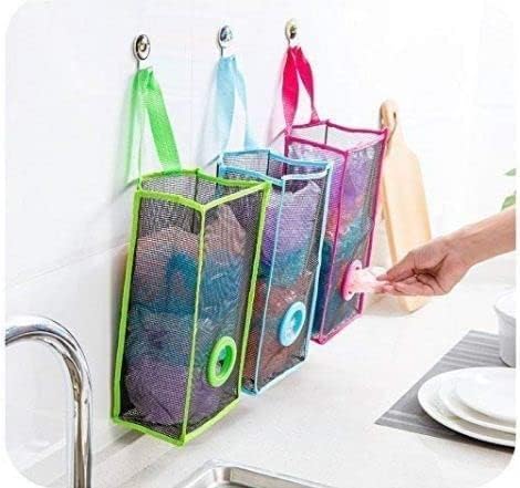 Sawariya Traders Multicolor Plastic Bag Holder Dispenser Set of 2 Hanging Mesh Storage Organizer for Kitchen Grocery Recycling Trash Bags SpaceSaving Design for Home Office Use Durable  - Image 3