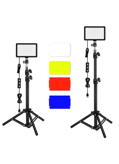 2 Packs USB LED Video Lights, with Adjustable Tripod Stand and Color Filters, for Tabletop/Low Angle Shooting, Colorful LED Lighting, Product Portrait Video Photography