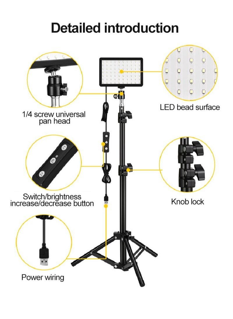 2 Packs USB LED Video Lights, with Adjustable Tripod Stand and Color Filters, for Tabletop/Low Angle Shooting, Colorful LED Lighting, Product Portrait Video Photography