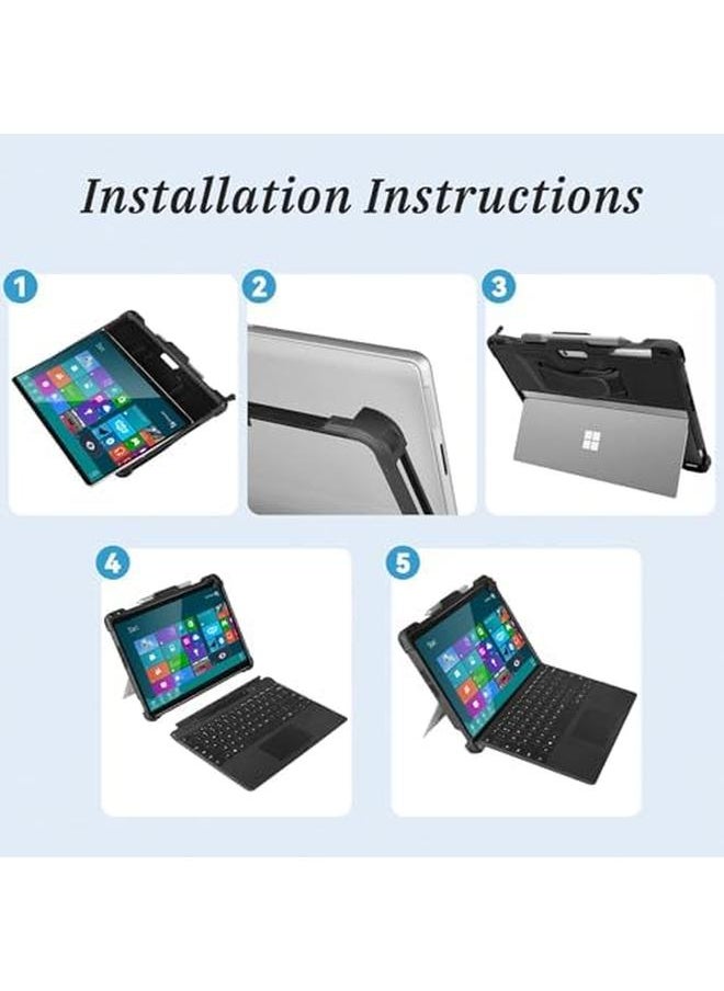 erorex Protective Case For Microsoft Surface Pro 11 10 9 With Kickstand Hand Strap Pen Holder Compatible With Type Cover Keyboard Heavy Duty Design  - Image 3