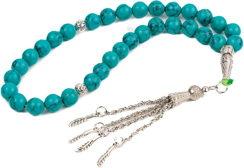 AC&L Calaite Natural Agate Tasbeeh Prayer Beads - 8mm Stones - Image 1