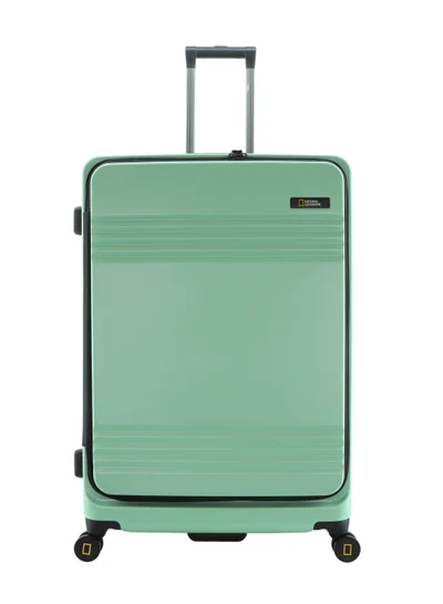 NATIONAL GEOGRAPHIC National Geographic Lodge Check-In Large Travel Suitcase, 100% PC Durable Lightweight Hard Shell Expandable Luggage, 4 Double Wheel, TSA Lock Trolley Bag Jade (71 cm/24 Inch).