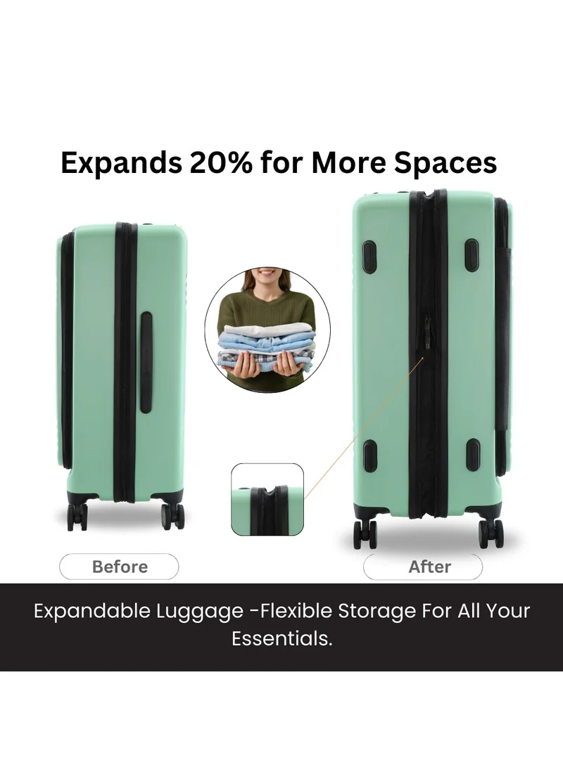 NATIONAL GEOGRAPHIC National Geographic Lodge Check-In Large Travel Suitcase, 100% PC Durable Lightweight Hard Shell Expandable Luggage, 4 Double Wheel, TSA Lock Trolley Bag Jade (71 cm/24 Inch).