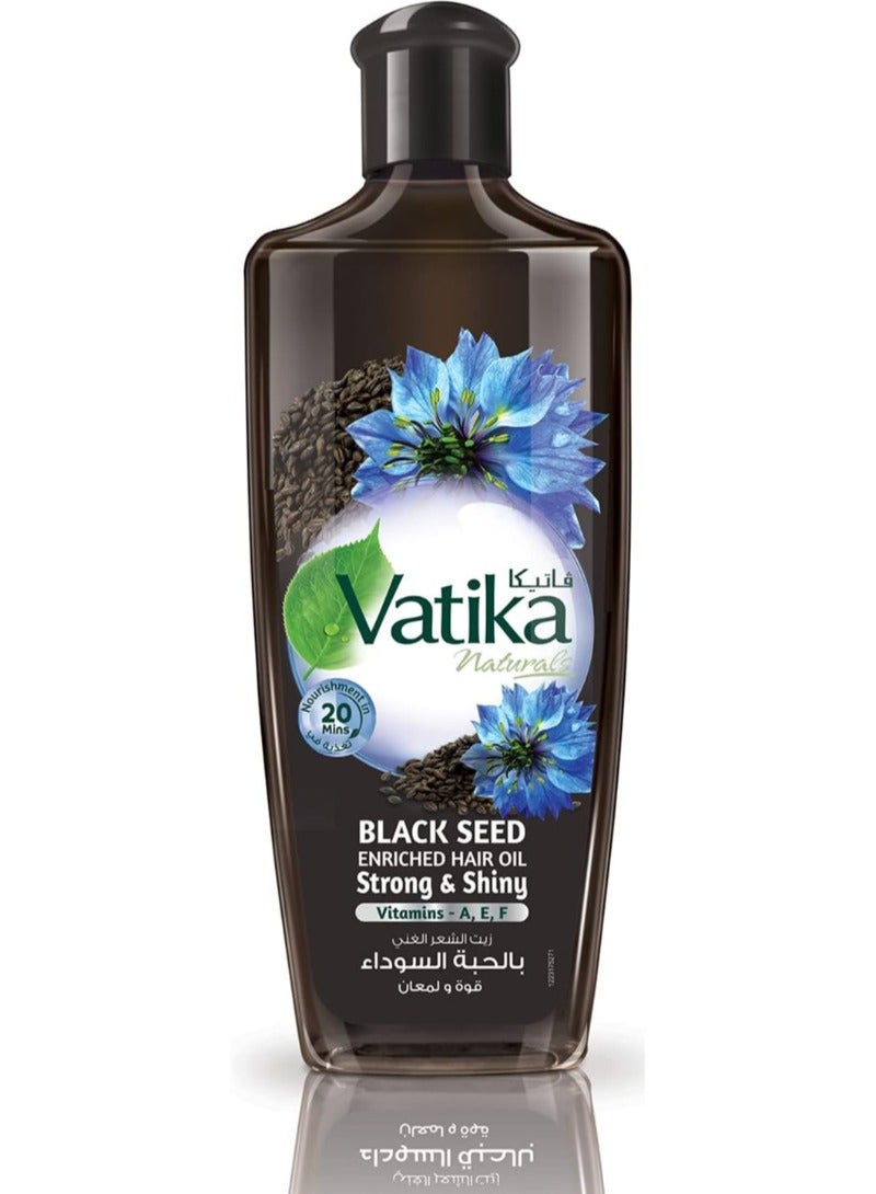 فاتيكا Vatika Black Seed Enriched Hair Oil Strong & Shiny Vitamins A,E,F 200ml - Image 1