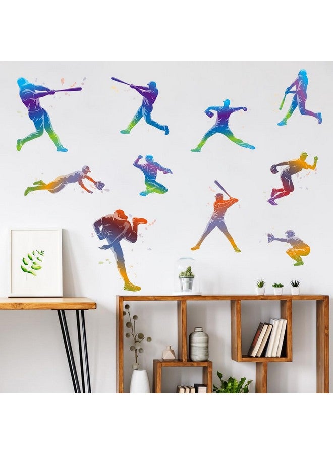 WOYINIS Watercolor Baseball Wall Stickers Removable Sports Player Silhouette Wall Decals Peel and Stick Art Decor for Kids Bedroom Playroom Nursery Classroom - Image 2